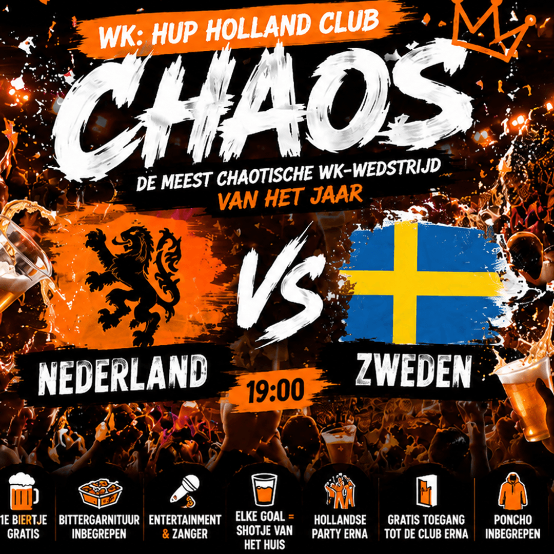 HUP HOLLAND CLUB, HET GROOTSTE ORANJE GEKKENHUIS (biergooien niet verboden)